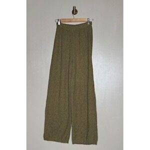 Stephanie Schuster Princess Knitwear Olive Green Wide Leg Knit Pants Small